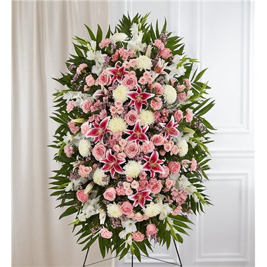 Pink & White Sympathy Standing Spray