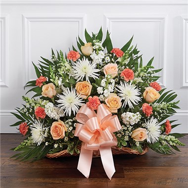 Thoughts And Prayers&trade; Peach, Orange & White Fireside Basket