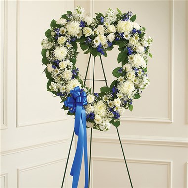 Blue & White Standing Open Heart